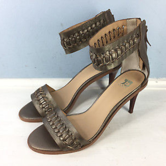 Joe's Jeans pax 7.5 Taupe Bronze Ankle Strap heels - Picture 2 of 7